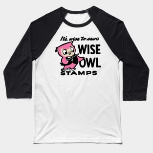 Vintage Wise Owl Retro Stamp Baseball T-Shirt